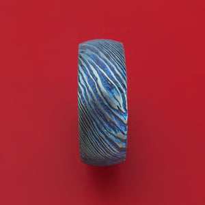 Kuro-Ti Twisted Titanium Etched and Heat-Treated Ring with Hardwood Sleeve Custom Made Band