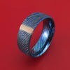Kuro-Ti Twisted Titanium Etched and Heat-Treated Ring with Vertical 14K Gold Inlay Custom Made Band