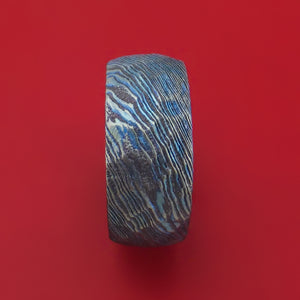 Kuro-Ti Twisted Titanium Etched and Heat-Treated Ring Rock Satin Finish Custom Made Band