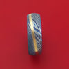 Kuro-Ti Twisted Titanium Etched and Heat-Treated Ring with Angled 14K Gold Inlay Custom Made Band