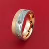 Damascus Steel and 10K Rose Gold Band with Black Diamonds Custom Made Ring