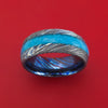 Kuro-Ti Twisted Titanium Etched and Heat-Treated Ring with Stone Inlay Custom Made Band