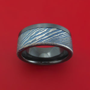 Black Zirconium and Kuro-Ti Twisted Titanium Etched and Heat-Treated Ring Custom Made Band