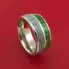 14k White Gold Ring with Hardwood and Gibeon Meteorite Inlays Custom Made Band