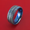 Kuro-Ti Twisted Titanium Etched and Heat-Treated Ring with Grooves Custom Made Band
