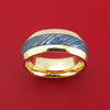 14K Gold and Kuro-Ti Twisted Titanium Etched and Heat-Treated Ring Custom Made Band