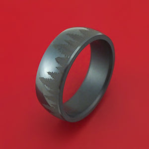 Elysium Black Diamond Ring with Pine Tree Design Custom Made