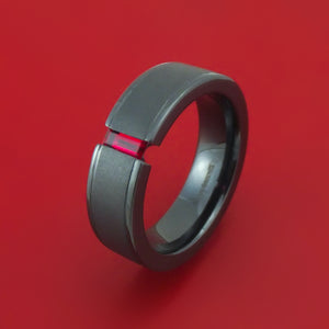 Black Zirconium and Ruby Ring Custom Made Wedding Band