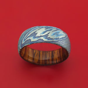 Kuro-Ti Twisted Titanium Etched And Heat-Treated Ring With Hardwood Sleeve Custom Made Band