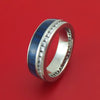 Titanium and Eternity Lab Diamonds Band with Wood Inlay Custom Made Ring