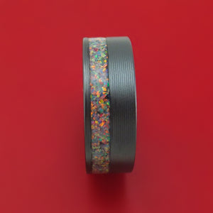 Black Zirconium and Opal Ring Custom Made Band