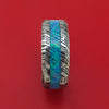 Kuro Damascus Steel Rock Hammer Finish Opal Ring