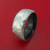 Wide Hammered Cobalt Chrome Ring with Interior Hardwood Sleeve Custom Made Band