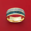 14K Gold and Meteorite Ring with Opal Custom Made Band