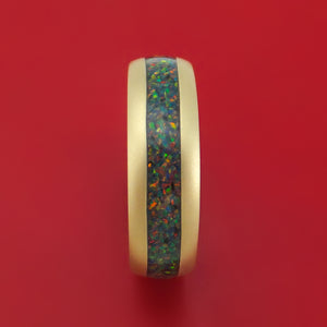 14K Gold and Opal Ring with Wood Sleeve Custom Made Band