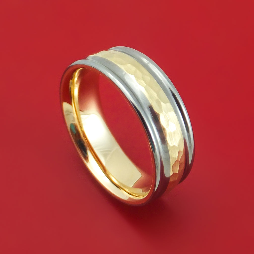 Tantalum Ring with Hammered 14K Gold Inlay and 14K Gold Sleeve
