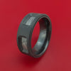 Black Zirconium Ring with Milled-Out Sections Showing Gibeon Meteorite Inlay Custom Made Band