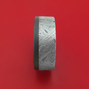 Black Zirconium and Meteorite Ring with Hardwood Sleeve Custom Made Band