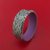 Zebra Damascus Steel Ring with Interior Cerakote Sleeve Custom Made Band