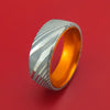Damascus Steel Ring With Anodized Sleeve Custom Made