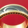 14K Yellow Gold and Kuro Damascus Steel Eternity Black Diamond Ring Custom Made Band