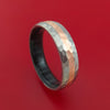 Hammered Titanium Ring with Copper Inlay and Interior Hardwood Sleeve Custom Made Band