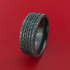 Black Zirconium Ring Textured Tread Pattern Band Made to Any Sizing 3-22