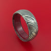 Kuro Damascus Steel Ring with Interior Hardwood Sleeve Custom Made Band