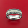 Damascus Steel Ring with Sterling Silver Inlay Custom Made Band