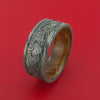 Damascus Steel Ring with Claddagh Milled Celtic Design Inlay and Interior Hardwood Sleeve Custom Made Band