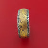 Kuro Damascus Steel and Yellow Gold Mokume Shakudo Gane Inlay Custom Made Band