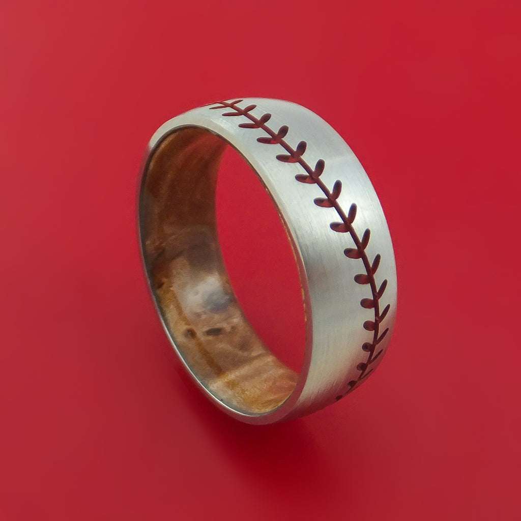 Black Zirconium Double Stitch Baseball Ring with Custom Color and Hard –  Baseball Rings