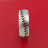 Ring with Baseball Stitching and Cerakote Inlays and Interior Hardwood Sleeve Custom Made Band