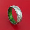 Hammered Kuro Damascus Steel Ring with Interior Hardwood Sleeve Custom Made Band