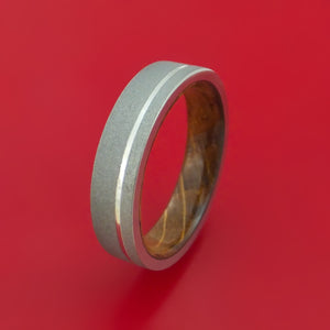 Titanium Ring with Platinum Inlay and Interior Hardwood Sleeve Custom Made Band