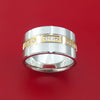 14K White Gold and Yellow Gold Band with Diamonds Custom Made Ring