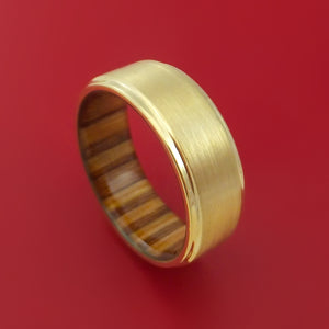 14k Yellow Gold Ring with Interior Hardwood Sleeve Custom Made Band