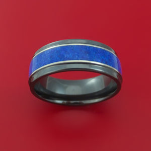 Black Zirconium and Lapis Lazuli Ring Custom Made Band