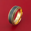 18K Rose Gold Ring with Black Zirconium Inlay and Eternity Set Black Diamonds Custom Made Band