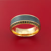 18K Rose Gold Ring with Black Zirconium Inlay and Eternity Set Black Diamonds Custom Made Band
