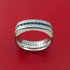 14K White Gold and Sapphires Eternity Square Ring Custom Made Band