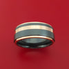 Black Zirconium Ring with 14k Rose Gold Inlay and 14k Rose Gold Edges Custom Made Band