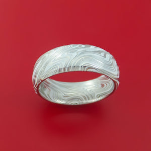 Marbled Kuro Damascus Steel Ring with Cerakote Inlay Custom Made Band