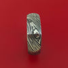 Marbled Kuro Damascus Steel Ring with Interior Hardwood Sleeve Custom Made Band