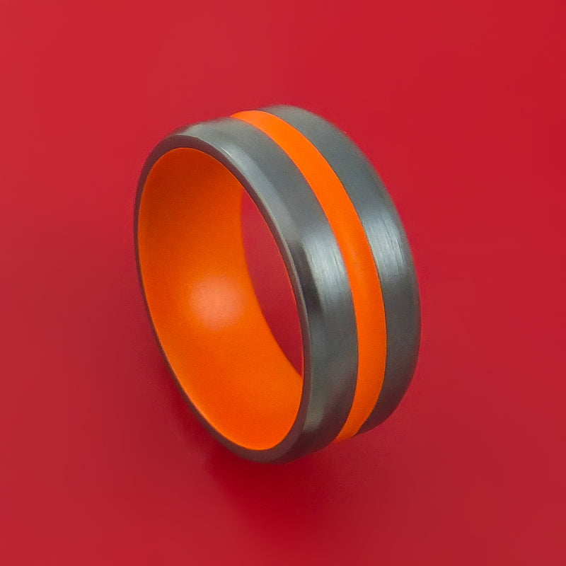 Black Zirconium Ring with Cerakote Inlay Custom Made Band