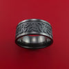 Wide Black Zirconium Ring with Trinity Milled Celtic Design Inlay Custom Made Band