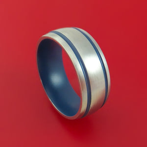 Titanium Ring with Cerakote Inlay and Interior Cerakote Sleeve Custom Made Band