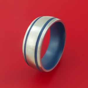 Titanium Ring with Cerakote Inlay and Interior Cerakote Sleeve Custom Made Band