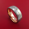 Damascus Steel and Mokume Ring with Rose Gold Sleeve Wedding Band Custom Made