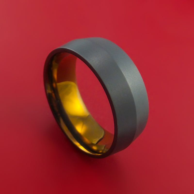 Black Zirconium Ring with Interior Anodized Sleeve Custom Made Band